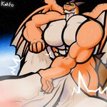 abs anthro atmosphere back_wings ball_grab balls big_balls big_muscles big_penis bodily_fluids claws finger_claws genitals green_eyes grin horn huge_balls huge_muscles huge_penis hyper hyper_balls hyper_genitalia hyper_muscles hyper_penis looking_at_viewer macro male muscular muscular_anthro muscular_male orange_body pecs penis penis_grab planet smile solo space steam sweat sweaty_body sweaty_legs sweaty_thighs tail teeth wing_claws wings kahto_taph42 mythology petzoqui dragon mythological_creature mythological_scalie scalie 1:1 digital_drawing_(artwork) digital_media_(artwork) hi_res