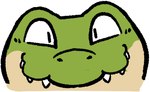 ambiguous_form ambiguous_gender countershading front_view green_body looking_at_viewer no_irises overbite pupils sharp_teeth simple_background slit_pupils smile smiling_at_viewer snout solo tan_body tan_countershading teeth white_background dubindore dubindore_(character) alligator alligatorid crocodilian reptile scalie 2024 digital_drawing_(artwork) digital_media_(artwork) flat_colors headshot_portrait icon low_res portrait