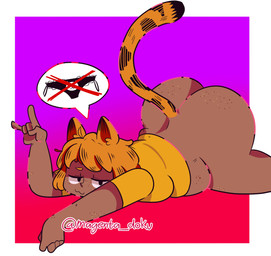:3 ass_up belly big_butt black_eyes bottomless butt clothed clothing crossgender dark_body dark_skin devil_horns_(gesture) female freckled_arms freckled_belly freckled_butt freckled_face freckled_legs freckled_thighs freckles frilly frilly_clothing frilly_panties frilly_underwear gesture gradient_background hair half-closed_eyes hand_gesture humanoidized lazy looking_at_viewer love_handles lying mtf_crossgender narrowed_eyes on_front orange_hair overweight overweight_female overweight_humanoid panties shirt short_hair simple_background solo speech_bubble three-quarter_view topwear underwear wide_hips yellow_clothing yellow_shirt yellow_topwear pink_poison67 garfield_(series) garfield_the_cat animal_humanoid cat_humanoid felid felid_humanoid feline feline_humanoid humanoid mammal mammal_humanoid 2020 absurd_res digital_drawing_(artwork) digital_media_(artwork) hi_res signature