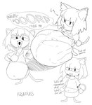 belly belly_overhang big_belly big_breasts bloated bodily_fluids body_outline breast_imprints breasts burping chibi death dialogue digestion drooling duo fatal_vore female female_humanoid female_pred female_prey high-angle_view huge_belly humanoid_pred imprint midriff navel noseless open_mouth pupils saliva simple_face size_difference slit_pupils smaller_pred solo_focus text toony vore kronguss tsukihime type-moon neco-arc animal_humanoid cat_humanoid felid felid_humanoid feline feline_humanoid humanoid mammal mammal_humanoid black_and_white digital_media_(artwork) english_text hi_res monochrome