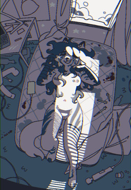 anthro barbell_piercing blood blood_stain blush blush_lines bodily_fluids breasts cellphone chair computer detailed_background dirty_room drugs electronics eyes_closed female female_anthro furniture genitals glistening_eyelids laptop lying mattress medical_instrument medical_syringe messy_room navel nipple_piercing nipples nude nude_anthro nude_female on_back phone piercing pills scientific_instrument sex_toy smartphone smile solo syringe vibrator vulva wand_vibrator window window_light deceased_bunny lagomorph leporid mammal rabbit 2025 chromatic_aberration hi_res