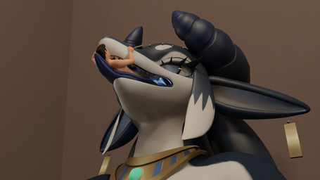 anthro anthro_pred blue_body blue_eyes blue_tongue countershading duo ear_piercing ear_ring eyelashes feet_first female female_pred head_tilt head_tilted_back horn human_prey inside inside_mouth jewelry larger_anthro larger_female larger_pred lying lying_on_tongue male male_prey necklace necklace_only nude on_back oral_vore piercing pointy_ears ring_piercing size_difference smaller_human smaller_male thick_eyelashes tongue vore white_body kajar lehner_(eipon_tarou) human mammal 16:9 3d_(artwork) 4k absurd_res blender_(artwork) digital_media_(artwork) hi_res widescreen