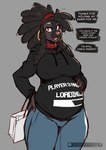 anthro belly breasts clothed clothing collar colored_nails ear_piercing female fur hair looking_at_viewer nails open_mouth piercing pregnant pregnant_anthro pregnant_female simple_background smile solo sweatshirt teeth text thick_thighs tongue topwear inu-sama aryn_(the_dogsmith) canid canine canis domestic_dog mammal 2021 digital_media_(artwork) english_text hi_res url