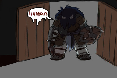 armor breasts female horn nipple_piercing nipples not_furry piercing solo ravenpen15 humanoid orc 3:2 hi_res