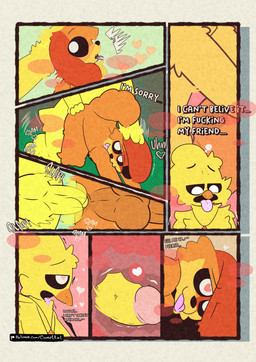 anal anthro ass_up dialogue duo ellipsis forest gasp heart_symbol looking_back male male/male patreon_logo plant profanity sound_effects tapping text tongue tongue_out tree alexboom11 comet_kat mob_entertainment patreon poppy_playtime smiling_critters dogday_(poppy_playtime) kickinchicken avian bird canid canine chicken galliform mammal phasianid absurd_res comic english_text hi_res url