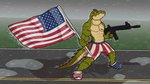 american_flag anthro clothing dual_holding eyewear flag flag_(object) footwear gun holding_flag holding_gun holding_object holding_ranged_weapon holding_rifle holding_weapon male muscular muscular_anthro muscular_male patriotism politics ranged_weapon rifle shoes solo sunglasses united_states_of_america weapon wearing_sunglasses young-jacob sean_(young-jacob) alligator alligatorid american_alligator crocodilian reptile scalie 16:9 widescreen