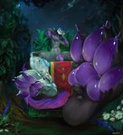 anthro crown feet femboy foot_focus forest forest_background fur genitals headgear male nature nature_background night pawpads paws penis plant prosthetic purple_pawpads purple_penis solo tree oselotti suerte deity domestic_cat felid feline felis mammal hi_res