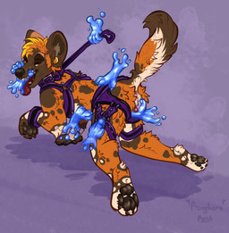 4_toes 5_fingers all_fours andromorph anthro anus bdsm big_ears bodily_fluids bondage_gear clothing collar disembodied_hand ear_piercing feet finger_fetish finger_in_mouth finger_play fingers fur gauged_ear genital_fluids genitals ghost_hand group hair intersex jockstrap leash leash_pull mohawk orange_body orange_eyes orange_fur orange_hair pawpads paws petplay petting piercing puppyplay raised_arm roleplay simple_background solo_focus teeth toes tongue tongue_out underwear vaginal_fluids vulva pronghornpunk african_wild_dog canid canine mammal shaded simple_shading