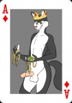 ace_of_diamonds anthro balls card card_template crown diamonds_(suit) erection featureless_chest fur gem genitals green_eyes grey_body grey_fur headgear humanoid_genitalia humanoid_penis jewelry male nude penis pink_nose playing_card playing_card_template smile smirk solo suit_symbol white_body white_fur metal_(artist) adolf_dukov_wolff dukov_wolff_(character) canid canine canis mammal wolf digital_media_(artwork) portrait three-quarter_portrait