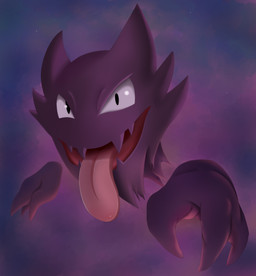 ambiguous_gender black_eyes disembodied_hand levitation looking_at_viewer open_mouth purple_body purple_teeth red_tongue smile smiling_at_viewer solo teeth tongue tongue_out meraence nintendo pokemon generation_1_pokemon ghost haunter pokemon_(species) spirit 2013 absurd_res digital_media_(artwork) hi_res