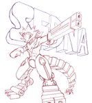 abs anthro anthrofied bandai_namco ceratopsian digimon digimon_(species) digimon_ghost_game dinosaur eyewear gaomon-sensei goggles gun_arm horn male muscular muscular_anthro muscular_male ornithischian pecs prehistoric_species reptile scalie sketch solo triceratops wezengammamon