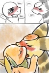 2012 2:3 ampharos anthro blush bodily_fluids charmander clothed clothing comic dialogue digital_media_(artwork) duo english_text french_kissing fresnel_(buyobutt) generation_1_pokemon generation_2_pokemon haychel hi_res hug kissing larger_male male male/male mike_the_charmander nintendo pmd-e pokemon pokemon_(species) size_difference smaller_male tears text tongue yellow_body yellow_skin