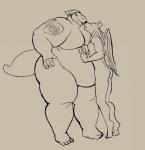 anthro duo female kissing male nude overweight overweight_female tattoo thick_thighs wings ritts illian_(komodo_dragon)_(ritts) komodo_dragon lizard monitor_lizard reptile scalie unknown_species