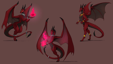 3_toes 4_fingers all_fours bodily_fluids bracelet crystal dialogue fangs feet female feral fingers fire glowing horn jewelry multiple_poses necklace pose red_eyes simple_background smile solo tail teeth text toes wings apollyondragon mythology lilith_(apollyondragon) dragon mythological_creature mythological_scalie scalie 2025 better_version_at_source bust_portrait digital_media_(artwork) english_text hi_res portrait signature