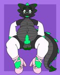 anthro arm_warmers armwear black_body black_scales clothed clothing crossdressing eyewear femboy footwear genitals glasses green_penis high_heels knee_highs knee_socks knot knotted_penis leggings legwear lingerie male penis pregnant pregnant_male scales shoes socks solo lara_bnuyuwu swift_the_kobold kobold scalie 4:5 absurd_res hi_res