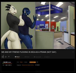 anal anal_penetration anthro black_border blue_glans blue_penis bodily_fluids border bottomless bottomless_anthro bottomless_male butt clothed clothing darkened_genitalia darkened_glans duo erection genital_fluids genitals glans hand_on_shoulder humanoid_genitalia humanoid_penis male male/male male_penetrated male_penetrating male_penetrating_male masturbation muscular muscular_anthro muscular_male no_homo open_mouth penetration penile penile_masturbation penis prank precum profanity public public_sex scales sex shitpost tail tail_around_leg tail_around_partner text tall_lizzard ikea microsoft the_elder_scrolls sylos_(character) tristen argonian reptile scalie digital_media_(artwork) english_text hi_res meme
