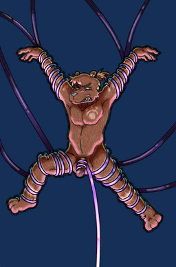 ambiguous_gender angry brown_body brown_fur ejaculation fur handjob hands-free male masturbation muscular muscular_male nude penile resisting sex showing_teeth solo spread_legs spreading tentacles tentacles_on_male ajicitoart bear mammal alpha_channel