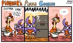 anthro apron chef clothed clothed_anthro clothed_female clothing dialogue duo eyewear female female/female food fully_clothed fully_clothed_anthro fully_clothed_female fur glasses gloves handwear hat headgear headwear insane manager pizza pizza_oven purple_body purple_fur sadism scientist screaming speech_bubble text work_uniform yellow_body anotherartboy gustava_collolungo lizzy_rattington american_opossum giraffe giraffid mammal marsupial virginia_opossum comic english_text hi_res