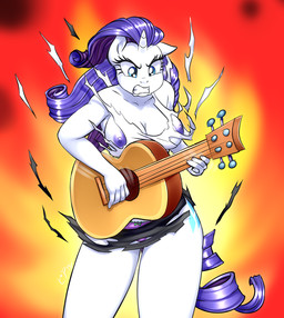 5_fingers acoustic_guitar anthro areola assisted_exposure blue_eyes breasts clenched_teeth clothing eyebrows eyelashes female fingers guitar hair horn musical_instrument nipples panties playing_guitar playing_music plucked_string_instrument purple_hair solo string_instrument teeth underwear wardrobe_malfunction pia-sama friendship_is_magic hasbro my_little_pony mythology rarity_(mlp) equid equine mammal mythological_creature mythological_equine unicorn 2017
