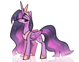crown female feral headgear horn regalia simple_background solo sparkles wings petaltwinkle friendship_is_magic hasbro my_little_pony mythology queen_twilight_(mlp) twilight_sparkle_(mlp) equid equine mammal mythological_creature mythological_equine winged_unicorn