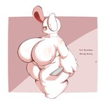 1:1 2spot_studio anthro big_breasts bloody_bunny bloody_bunny_(series) breasts english_text female hi_res huge_breasts knife lagomorph leporid lightmizano mammal one_eye_obstructed rabbit red_eyes slightly_chubby solo text thick_thighs white_body