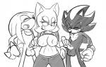 anthro balls big_breasts big_penis breasts clothed clothing double_handjob erection exposed_breasts female fur genitals group handjob humanoid_genitalia humanoid_penis male male/female nipples penile penis sex simple_background sandunky sega sonic_the_hedgehog_(series) knuckles_the_echidna rouge_the_bat shadow_the_hedgehog bat echidna eulipotyphlan hedgehog lagomorph mammal monotreme monochrome