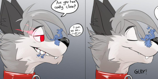 ambiguous_gender answer anthro anthro_pred anthro_prey asking asking_another barefoot biped black_eyebrows black_nose black_text border bottomwear breath clenched_teeth clothed clothing collar countershade_torso countershading dialogue dominant dominant_ambiguous duo_focus exclamation_point extreme_size_difference eye_contact eyebrows eyes_closed fangs feet feet_first fingers fluffy fluffy_tail fur fur_tuft glowing glowing_eyes grey_background grey_body grey_border grey_countershading grey_fur grin group hair half-closed_eyes head_tuft in_mouth inner_ear_fluff interrupted_speech larger_ambiguous larger_anthro looking_at_another macro male male_pred male_prey micro micro_on_head micro_on_snout mostly_nude motion_lines narrowed_eyes neck_bulge on_snout open_mouth oral_vore partially_inside paws predator/prey_coexistence question question_mark red_collar red_eyes requesting sadism shirt short_hair shortened_sound_effect shorts side_view simple_background sitting size_difference smaller_ambiguous smaller_anthro smile snout soft_vore sound_effect_variant sound_effects speech_bubble standing stuttering surprised swallowing swallowing_sound_effect tail talking_to_another teeth text toes topwear trio tuft vore vowelless vowelless_sound_effect yes-no_question beherit q_(qdd_walf) canid canine canis mammal wolf 2020 comic compression_artifacts digital_drawing_(artwork) digital_media_(artwork) english_text headshot_portrait multiple_scenes portrait sketch