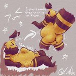 abdominal_bulge anthro balls belly belly_expansion bodily_fluids bodily_noises butt butt_expansion cum digestion digestion_noises expansion fully_inside fur genital_fluids genitals male male_pred onomatopoeia overweight overweight_male penis pupils solo sound_effects star text unusual_pupils vore weight_gain x_pupils yellow_body yellow_fur tur0_dx meli_(tur0_dx) arthropod bee hymenopteran insect 1:1 hi_res