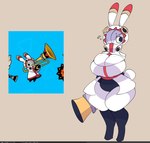 anthro big_breasts breasts cleavage clothed clothing female hood solo thick_thighs mokawuf ratatan pyokorappa_(ratatan) lagomorph leporid mammal rabbit