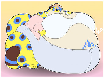 3_toes 4_fingers anthro belly big_belly big_breasts black_nose border bottomwear bra breasts cleavage clothed clothing dipstick_tail eyewear feet female fingers fur glasses hair huge_belly huge_breasts hyper hyper_belly markings morbidly_obese morbidly_obese_anthro morbidly_obese_female multicolored_body multicolored_fur multicolored_hair multicolored_tail obese obese_anthro obese_female overweight overweight_anthro overweight_female shirt shorts solo spots standing tail tail_markings tan_hair teal_eyes toes topwear underwear wearing_glasses white_border yellow_body yellow_fur ginny_the_fat_bear cheetah felid feline mammal hi_res