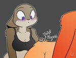 anthro blush bra clothing disney duo female forced hi_res judy_hopps lagomorph leporid male male/female male_pred mammal nick_wilde oral_vore pregnant rabbit rabbitinafoxden simple_background story story_in_description text underwear unwilling_prey vore zootopia