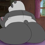 anthro bedroom belly big_butt black_body bubble_butt butt cellphone dot_eyes electronics inside male overweight overweight_anthro overweight_male phone simple_eyes sitting smartphone solo white_body thevillager cartoon_network we_bare_bears panda_(we_bare_bears) bear giant_panda mammal 1:1 2022 hi_res