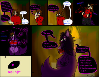 anthro big_breasts black_hair black_nipples blue_eyes bone bone_mask bottomwear breasts brown_hair butt butt_grab clothing crossgender dialogue duo female fluffy fur gender_transformation genitals hair hand_on_butt long_hair male male/female mask moan multicolored_body multicolored_fur nipples pants pink_eyes possession purple_body purple_fur short_hair skull skull_mask sweater takeover text thick_thighs topwear torn_clothing transformation turtleneck vulva reena_dreamer human mammal skulldog_(species) absurd_res comic english_text hi_res