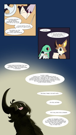ambiguous_gender black_text bow_ribbon cheek_spots dialogue ellipsis feral food fur green_hair group hair hair_over_eyes horn letter mouth_closed obscured_eyes paws plate shadow speech_bubble talking_to_another text trainer-mana nintendo pokemon pokemon_mystery_dungeon spike_chunsoft addy_villeneuve luna_(tot) absol emolga generation_3_pokemon generation_5_pokemon humanoid pokemon_(species) ralts 2026 9:16 alpha_channel english_text hi_res