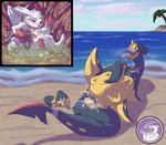 beach belly bodily_fluids cum egg feral feral_pred feral_prey genital_fluids genitals internal knot oviposition paws penis safe_vore semi-anthro vore hyperchibiabsol nintendo pokemon generation_1_pokemon generation_3_pokemon hybrid lapras pokemon_(species) seviper zangoose absurd_res hi_res