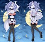 anthro blue_pillow breasts butt clothing collar dakimakura drawing female front_view fur heart_symbol legwear lingerie moon night nipples nude paws pillow star stockings underwear narikusha canid canine canis mammal wolf sakura_(disambiguation) absurd_res dakimakura_design digital_media_(artwork) hi_res