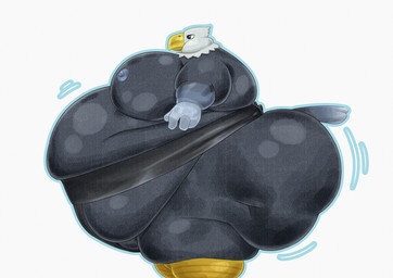 anthro asian_clothing belly big_belly big_butt big_moobs black_body butt chubby_cheeks clothing east_asian_clothing huge_belly huge_butt hyper hyper_butt japanese_clothing male mawashi moobs morbidly_obese morbidly_obese_anthro morbidly_obese_male motion_lines nipples obese obese_anthro obese_male overweight overweight_anthro overweight_male simple_background solo standing sumo thick_thighs white_background fatmimic animal_crossing nintendo apollo_(animal_crossing) accipitrid accipitriform avian bald_eagle bird eagle sea_eagle hi_res