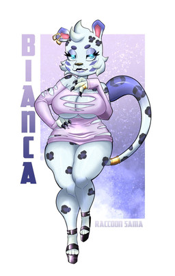 accessory anthro big_breasts bite biting_lip biting_own_lip black_nails black_spots blue_background blue_eyes breasts cheek_tuft clothing colored_nails dipstick_ears dipstick_tail ear_markings ear_piercing ear_ring eyelashes eyeshadow facial_tuft female footwear fur furgonomics hand_on_hip head_tuft huge_breasts jewelry lipstick looking_at_viewer makeup markings multicolored_ears nails piercing platform_footwear purple_background purple_body purple_clothing purple_eyeshadow purple_footwear purple_fur purple_lipstick purple_shoes purple_topwear ring ring_piercing self_bite shoes simple_background solo spots spotted_body spotted_fur tail tail_accessory tail_bracelet tail_jewelry tail_markings text thick_thighs topwear torn_clothing tuft white_background wide_hipped_female wide_hips raccoon_sama animal_crossing nintendo bianca_(animal_crossing) felid mammal pantherine snow_leopard tiger absurd_res hi_res