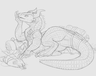 ambiguous_gender feral solo tilkidud reptile scalie unknown_species absurd_res digital_media_(artwork) hi_res monochrome sketch source_request tagme