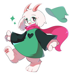 2_horns 3_toes anthro barefoot black_sleeves clothed clothed_anthro clothing eyewear feet fully_clothed fully_clothed_anthro fur glasses green_clothing green_eyewear green_glasses green_hat green_headwear green_robe hat headgear headwear heart_clothing heart_symbol horn male pawpads paws pink_horn pink_pawpads pink_scarf robe scarf simple_background solo toes white_background white_body white_fur petal_444 deltarune undertale_(series) ralsei bovid caprine goat mammal 1:1 2026 full-length_portrait hi_res portrait