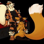 anthro duo fellatio female genitals male male/female oral penile penis sex psycoticsnake nintendo pokemon emarcanine lila_fox arcanine canid canine fox generation_1_pokemon mammal pokemon_(species) 1:1 alpha_channel