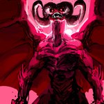 ambiguous_gender big_wings creepy curved_horn horn looking_at_viewer muscular red_body red_eyes red_skin scary sharp_teeth solo teeth wings meandraco demon humanoid monster 1:1 hi_res