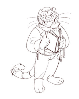 anthro barefoot book clothed clothing eyes_closed feet front_view holding_book holding_object jacket male mouth_closed simple_background solo standing topwear unsigned whiskers asnnonaka babrjan_(asnnonaka) felid mammal pantherine tiger 4:5 full-length_portrait hi_res monochrome portrait sketch