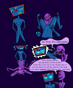 anthro genitals licking machine male male/male micropenis oral penile penis penis_lick sex small_penis small_penis_appreciation teasing tongue sketchytheweasel hazbin_hotel hellaverse valentino_(hazbin_hotel) vox_(hazbin_hotel) aquatic arthropod deer fish insect lepidopteran mammal moth robot shark