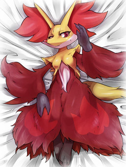 anthro bed breasts canine dakimakura_design delphox female fox looking_at_viewer lying mammal nintendo omikuro on_back on_bed pokémon small_breasts solo sweat video_games waving wide_hips

Rating: Safe
Score: 35
User: chdgs
Date: January 04, 2016