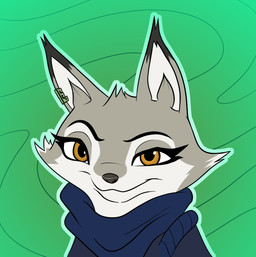 anthro blue_clothing brown_eyes clothed clothing female grey_body simple_background smile solo starkos64 dreamworks kung_fu_panda zhen_(kung_fu_panda) canid canine corsac_fox fox mammal true_fox digital_media_(artwork)