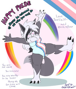 anthro bulge clothing dialogue eevenroc gynomorph intersex lgbt_pride pansexual_pride_colors pride_colors slightly_chubby solo swimwear transgender_pride_colors conditional_dnp skoon lgbt_pride_month nintendo pokemon cookie_(skoon) eevee generation_1_pokemon generation_7_pokemon hybrid lycanroc midnight_lycanroc pokemon_(species) absurd_res hi_res trans_(lore) trans_woman_(lore)