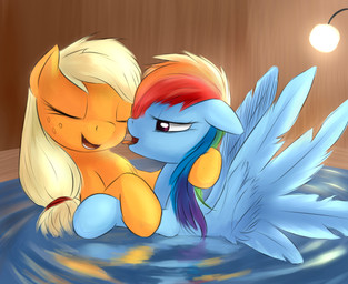 bath bathing blonde_hair blue_body blue_feathers blue_fur duo eyes_closed feathered_wings feathers female female/female feral freckles fur hair half-closed_eyes hug inside licking multicolored_hair narrowed_eyes open_mouth orange_body orange_fur partially_submerged purple_eyes rainbow_hair smile spread_wings tongue tongue_out water wings sokolas friendship_is_magic hasbro my_little_pony mythology applejack_(mlp) rainbow_dash_(mlp) earth_pony equid equine horse mammal mythological_creature mythological_equine pegasus pony 2013