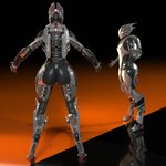 anus black_body black_butt butt digitigrade female genitals glowing glowing_genitalia glowing_pussy grey_body light machine mecha orange_background pussy reflection shadow simple_background solo standing wide_hips niki3d anthem bioware electronic_arts interceptor_(anthem) humanoid robot robot_humanoid 3d_(artwork) digital_media_(artwork) hi_res lighting model_sheet