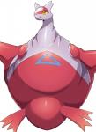 ambiguous_gender blush obese obese_ambiguous open_mouth overweight overweight_ambiguous simple_background solo white_background yellow_eyes ecru_(artist) nintendo pokemon generation_3_pokemon latias legendary_pokemon pokemon_(species)